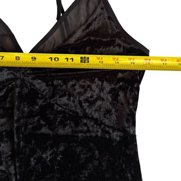 Velvet Black Spaghetti Strap Slip Dress Size M - Picture 7 of 8